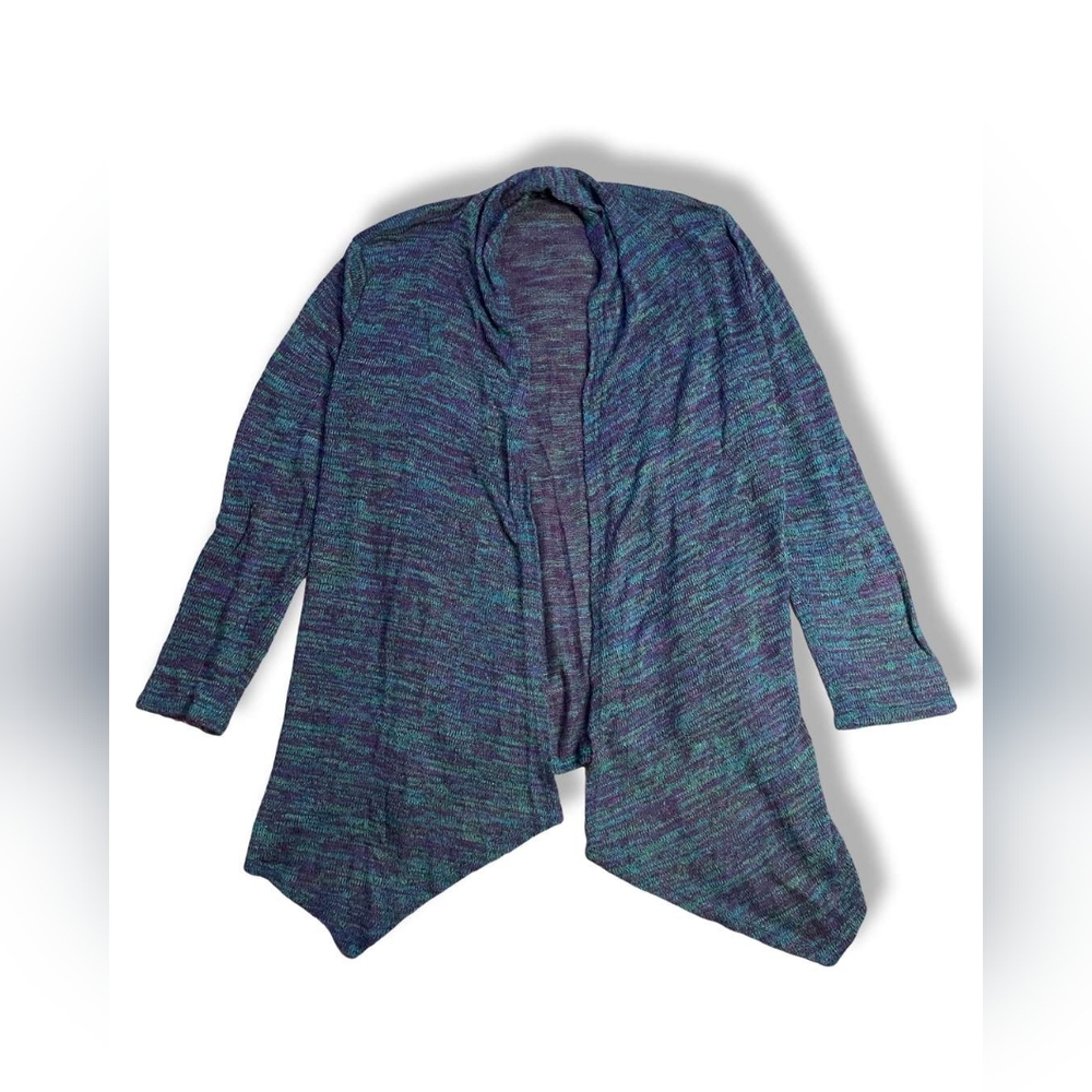 Cal Style Teal/Purple LightWeight Pointed Trim Cardigan, Size XL